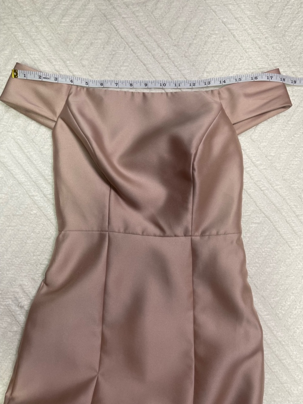 ALFRED SUNG Off-Shoulder Prom Dress in Tan - Size 0 - Picture 10 of 16